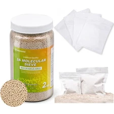 2LBS 3A Molecular Sieve Desiccant with 10pcs Resealable Nonwoven Zip Bags
