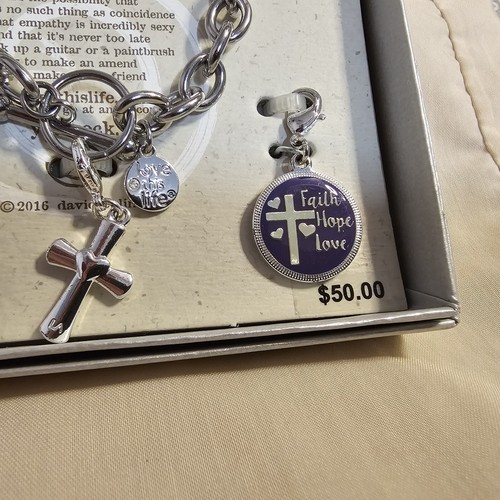 NEU DAVID CULINER LOVE THIS LIFE KETTE ARMBAND BELIEVE CHARMS SILBERFARBEN, NEU IM KARTON - Bild 6 von 11
