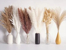 110 PCS Dried Pampas Grass Bouquet, Boho Table Decor, Bunny Tails Dried Flowers