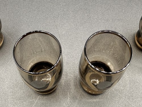 VINTAGE RAUCHBRAUN OBEN UND UNTEN GOLDRAND Schnapsgläser 4er Set - Bild 6 von 22