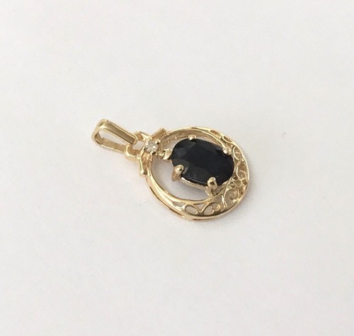 Genuine Blue Sapphire Precious Stone & Diamond 14K Solid Gold Pendants NEW - 第 12/15 張圖片