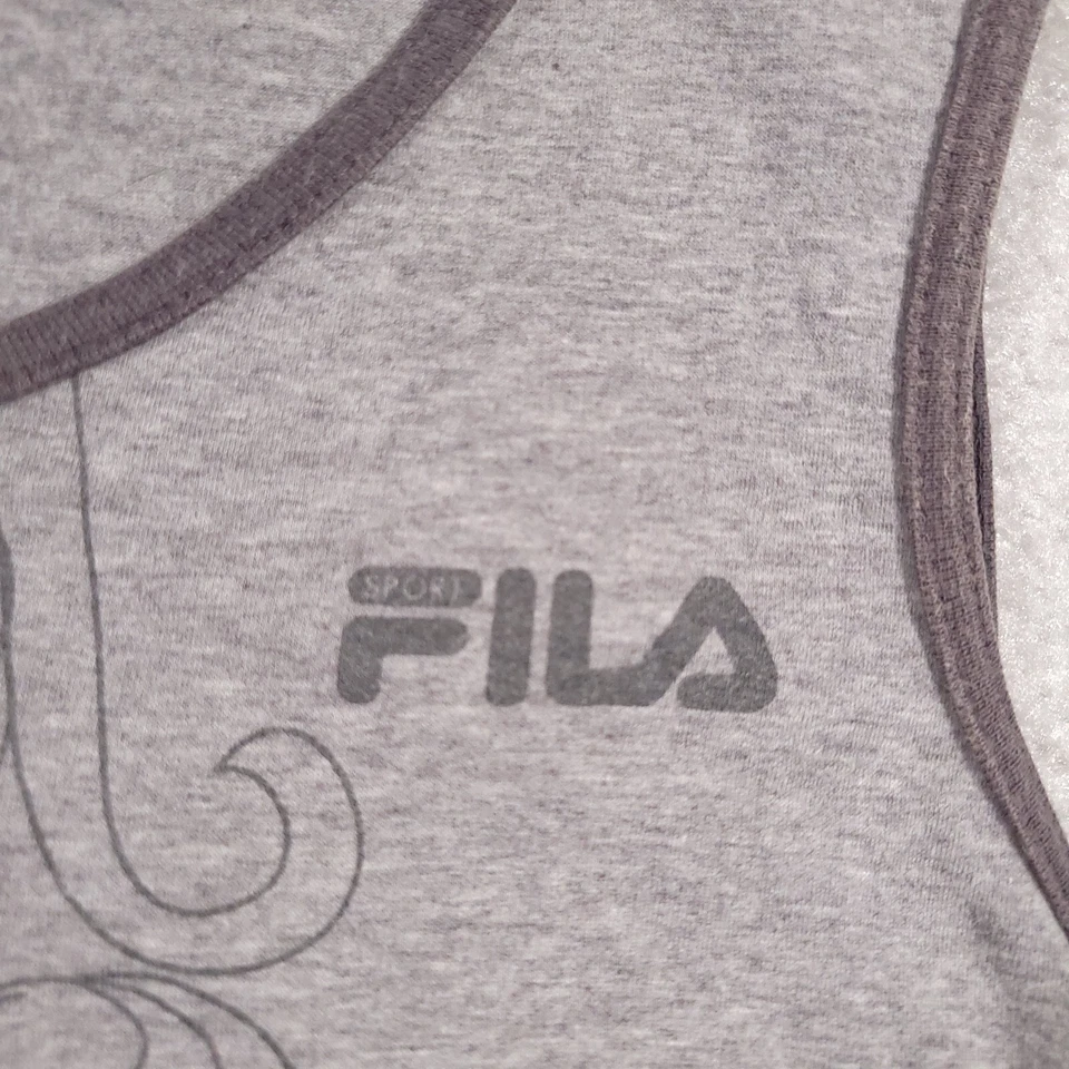 Camiseta sin mangas FILA ropa deportiva camisa muscular algodón yoga atlética para mujer grande gris Foto 4 de 4