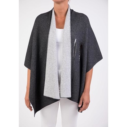 Marenza poncho con nodo davanti misto cashmere donna incrociato bicolore - Foto 24 di 72