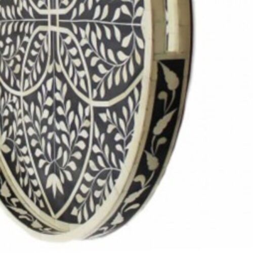 Bone Inlay Round Tray, Handmade Serving Tray Home Décor - Picture 2 of 11