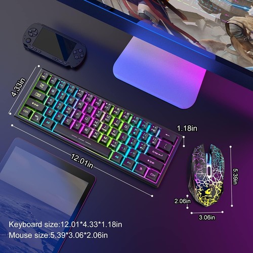 Computer Desktop Gaming Keyboard and Mouse Mechanical Feel Led Light Backlit US - Afbeelding 3 van 6