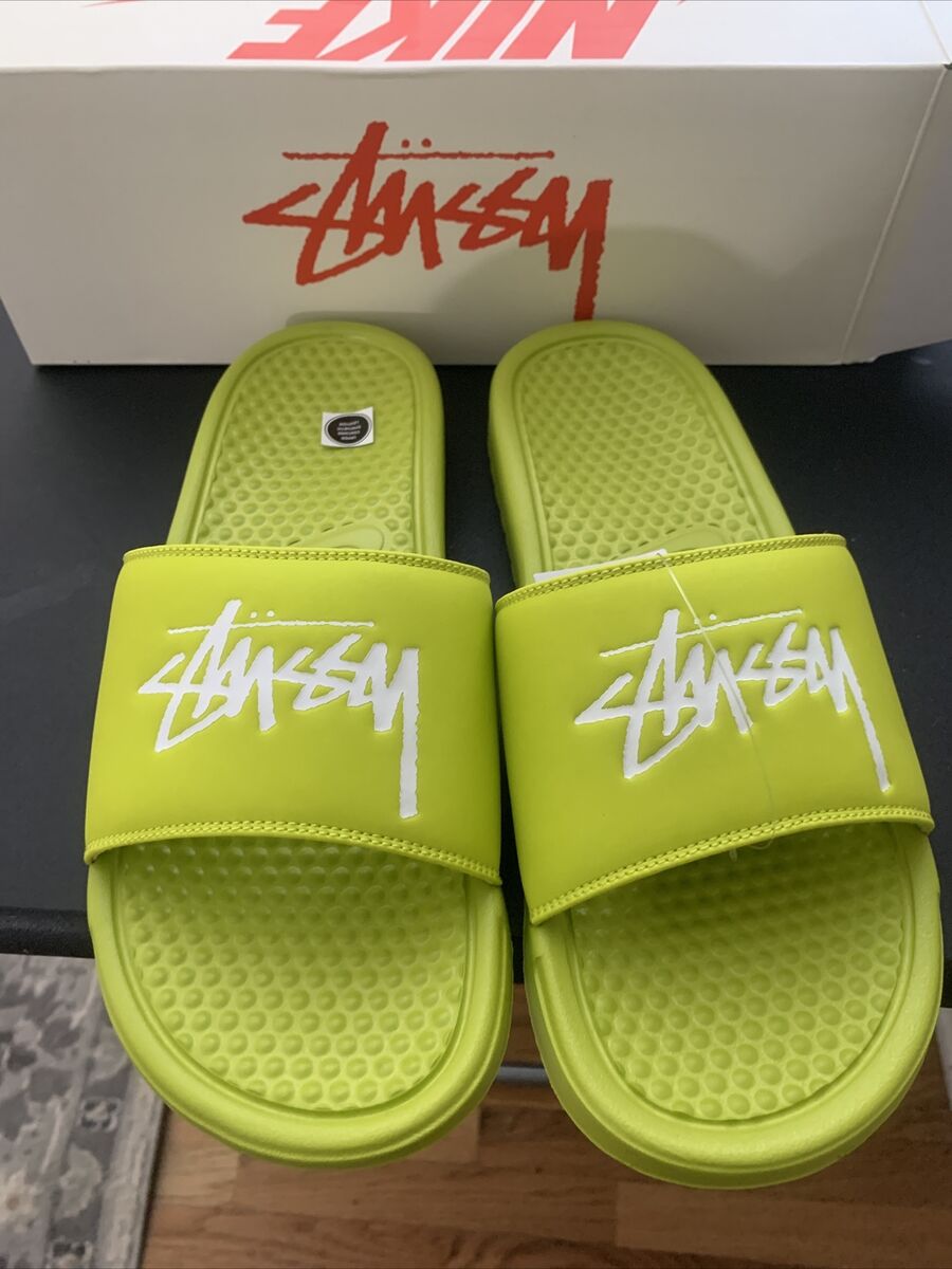 NIB NIKE Bright Cactus Nike x Stussy Benassi Slides Size 9 NIB NIKE Bright Cactus Nike x Stussy Benassi Slides Size 9