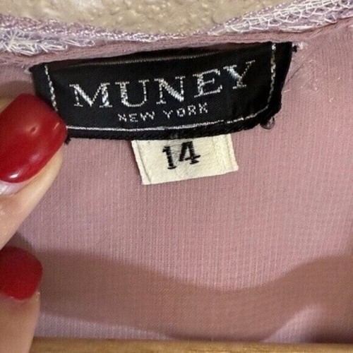 Muney Graceful Finesse Dusty Rose Pleated Long Sleeve Maxi Dress Size 14 - Picture 3 of 11