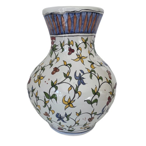 Vintage Lis Ceramica Birds and Floral Design Hand Painted 1989 Vase Signed - Picture 5 of 9