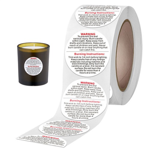 1.5" Warning Instruction Labels For Candle Making Supplies 500 Label in a Roll - Picture 4 of 6