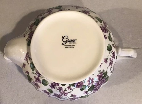 Grace Purple Lavender Violets Chintz Tea Pot - Picture 11 of 12