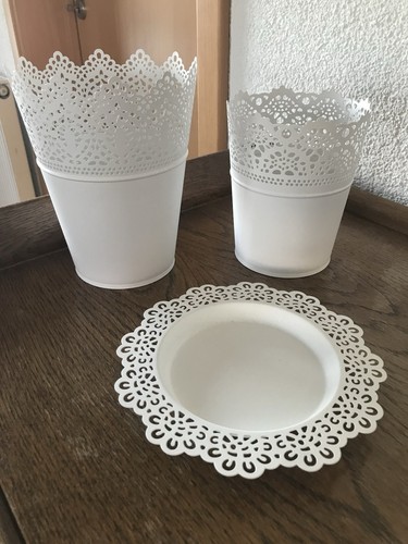 Skurar Ikea Übertopf Topf Weiß Set - Bild 1 von 2