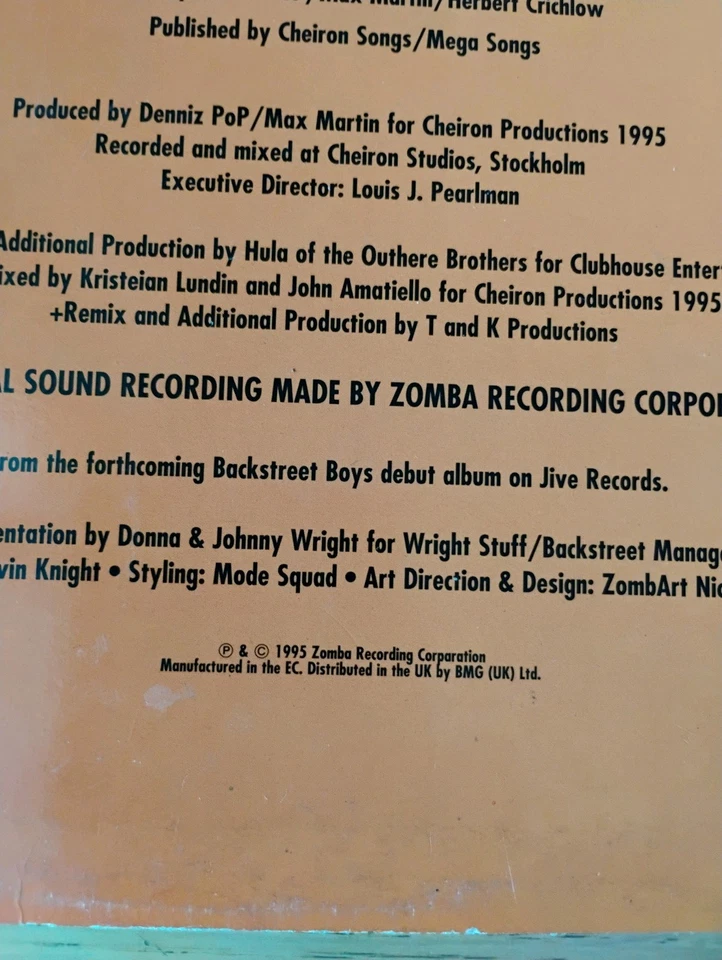 Backstreet Boys We've Got It Goin' On, 12" Vinyl 1995 Jive T 386 RARE - Image 3 of 4