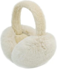 PIGBENGO Foldable Ear Muffs for Women Cold Weather Fluffy Earmuffs Beige