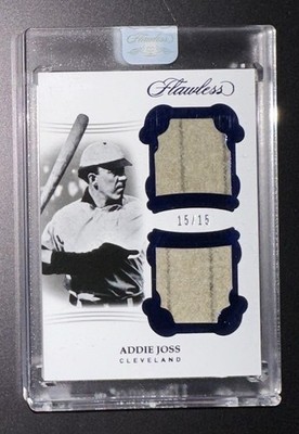 2018 Panini Flawless Addie Joss Dual Game Used Memorabilia Jersey #15/15 blue