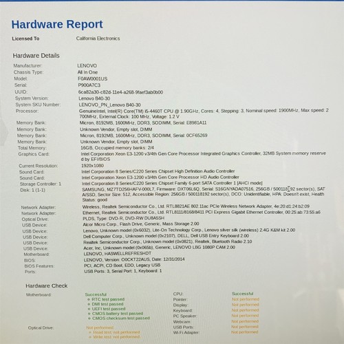 Lenovo B40-30 21.5" FHD i5-4460T 1.9GHz 16GB RAM 256GB SSD Windows 10 AIO PC - Picture 3 of 9