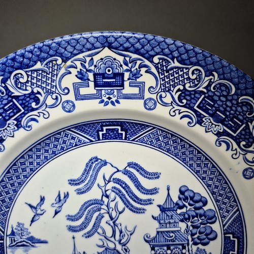3 English Ironstone Tableware EIT Blue Old Willow Dinner Plates 10” Dinning set - Picture 2 of 11
