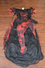 Girls Halloween Red Black Costume Dress Tutu Flame Size Large 10/12 Gothic Witch