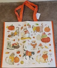 Marshalls Cute Fancy Fall Cats In Sweaters -Large Reusable Shopping Tote Eco Bag