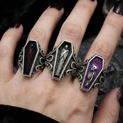 Gothic Coffin Ring Stainless Steel Punk Rock Men Jewelry