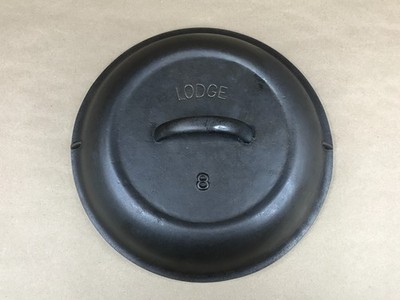 Rare Lodge Cast Iron Arc Logo #8 Dome Lid With Raised Number Arch Logo