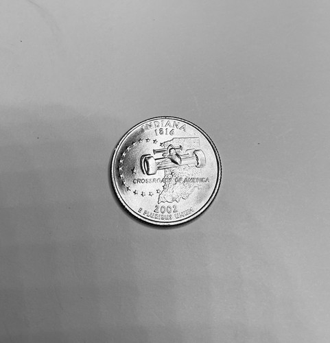 2002 P Indiana State Quarter. Uncirculated from US Mint Roll. Free shipping
