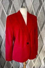 Bright Red Zara Single Breasted Blazer Jacket 42 14 L