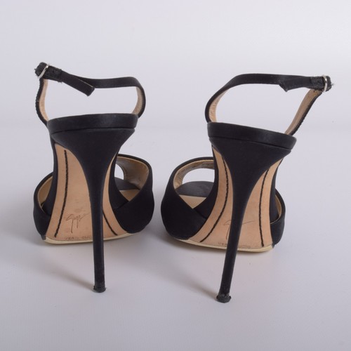 Sandali donna neri La Perla tessuto tinta unita punta aperta scarpe tacco slingback tg EU 37 - Foto 5 di 8