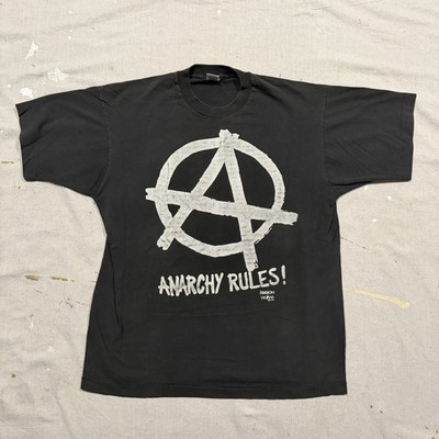 Vintage Anarchy Rules Fashion Victim 1992 Shirt Men Size XL 90s Punk Rock Rare
