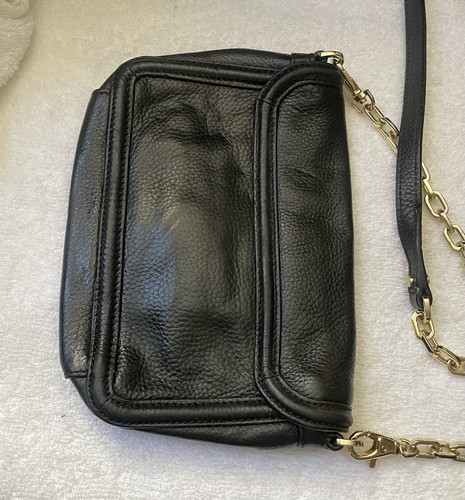 Tory Burch Leather Crossbody Handbag Purse Shoulder Bag Black With Gold Chain - Picture 6 of 8
