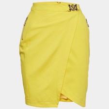 Versace Yellow Jersey Metal Detail Mini Dress S