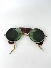 Vintage Steampunk Safety Glasses With Leather Side Shields (B-471)