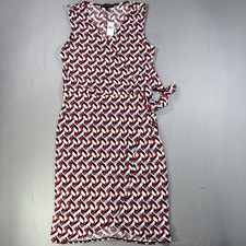 Banana Republic Womens Small Faux Wrap Dress Geometric Stretch Modern Style NWT
