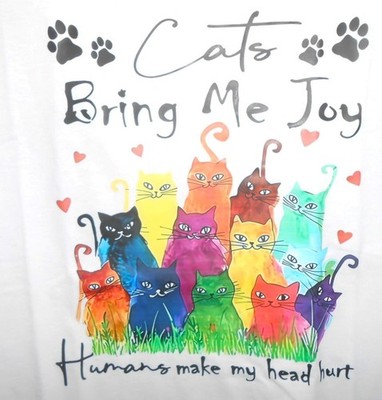 Too Cute! World's Cutest Cat T-Shirt ''Cats Bring Me Joy'' Size Small