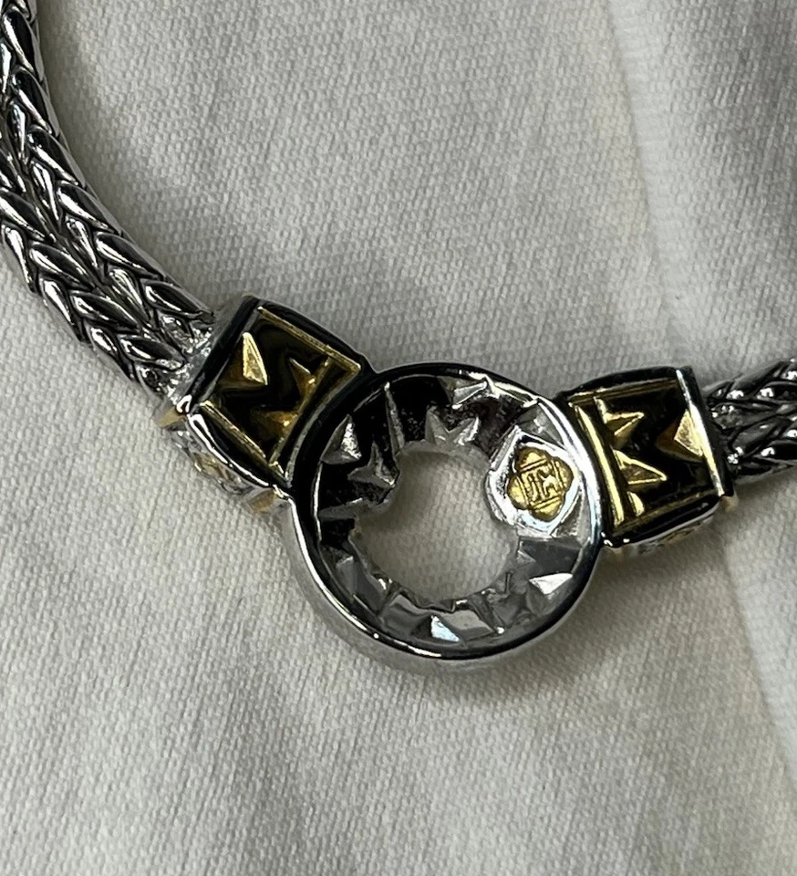 Collar John Medeiros circonita cúbica pavé círculo chapado en plata/oro doble hilo Foto 3 de 4