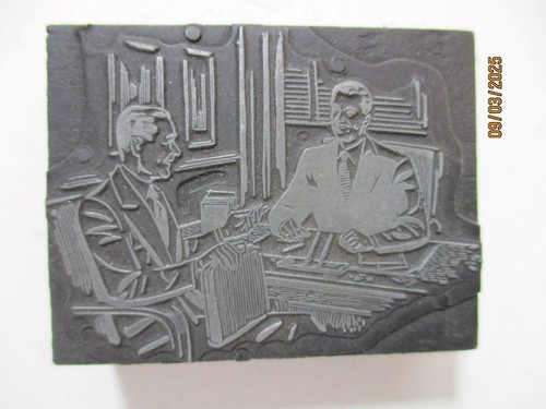 Printing Letterpress Printer Type Block Antique Men In Office Print Cut
