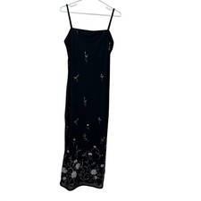 Jalate Womens Size Medium Black & Silver Tank Maxi Dress Whimsigoth Y2K Fairy
