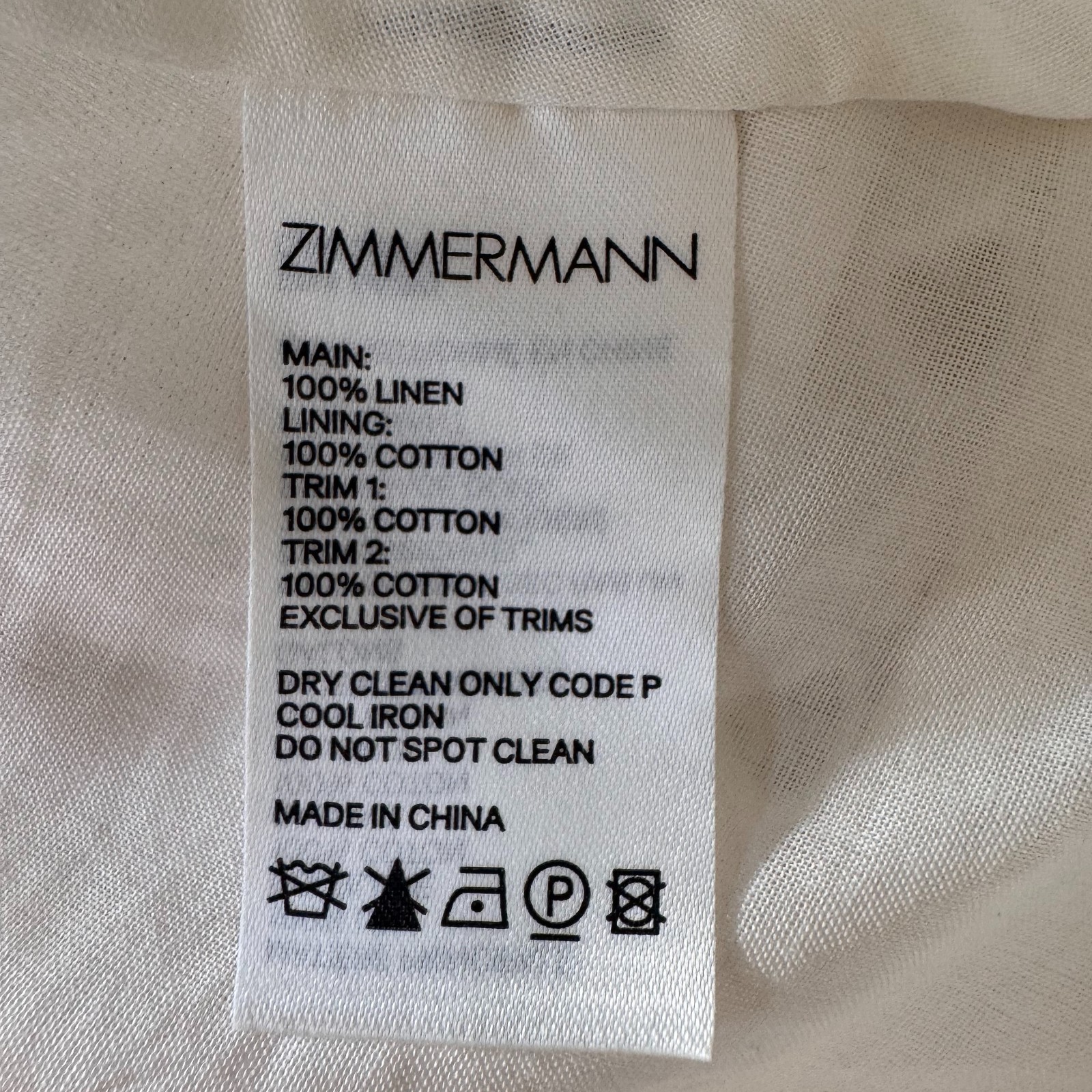 Zimmermann Kirra Dress Size 2 AU 12/US 8 Linen Ivory Tie Shoulder Eyelet Mini