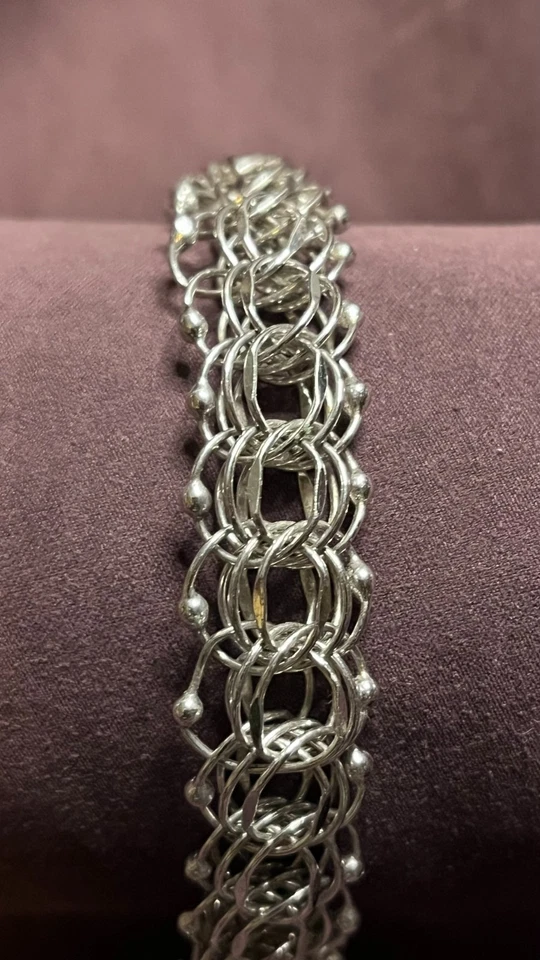 Pulseira berloque prata esterlina pesada 8,5" 26,3 gramas malha 1/2 polegada largura - Imagem 2 de 4