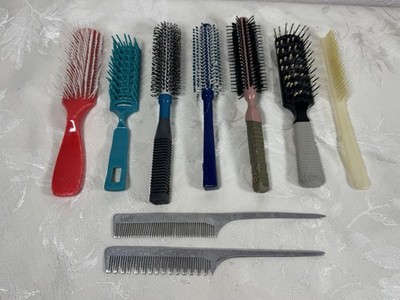 Vintage Hair Brush Comb Lot Goody USA Tupperware Salon Styling Tools Mix