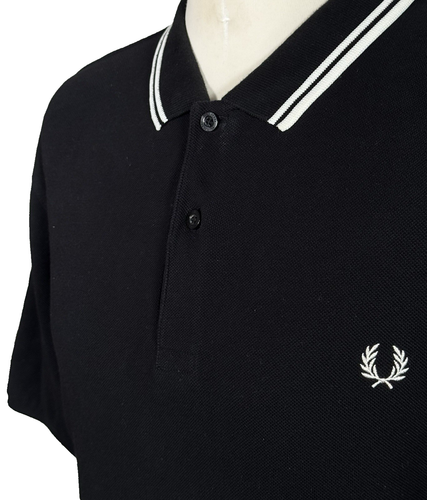 Polo Fred Perry M3600 Talla XXL 2XL 46" Negro Porcelana - Excelente Estado