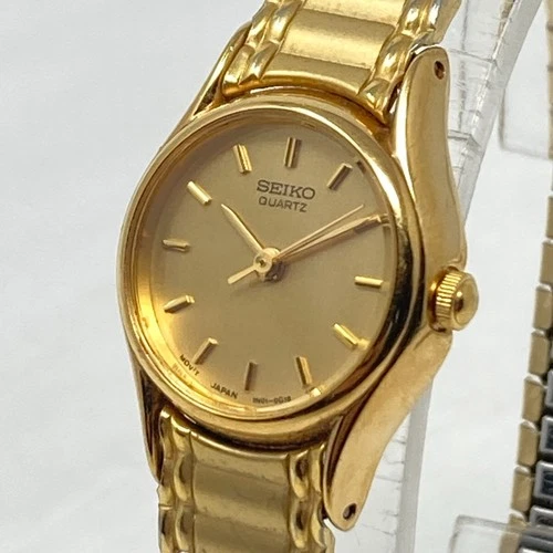 Vintage Seiko Watch Women 19mm Gold Tone 1N01-0E19 Stretch Band New Battery 6.5"