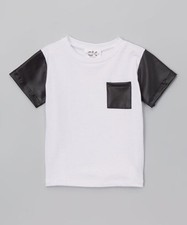 Men's White Leather Shirt With Black Sleeves In Genuine Lambskin Leather Shirt