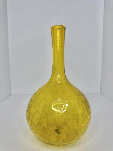 Vintage MCM Blenko Glass 627L Decanter In Jonquil Crackle  11” No Stopper