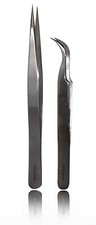 Eyelash Extension Alluring Silver Straight Curved Tweezers