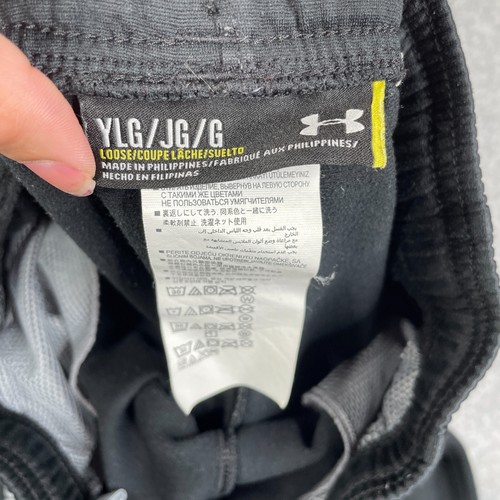 Under Armour Youth Large YLG Loose Fit Sweatpants w/Drawstring Spellout Black - Picture 7 of 9