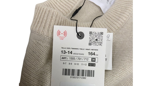 Zara Kids Cashmere Sweater 13-14 Years 164 cm Ivory Blue Striped1505/701 NWT - Picture 7 of 19