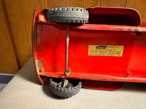 Vintage Buddy L Texaco Tanker Truck Toy Pressed Steel Red 1950's Nice Shape - Picture 11 of 16