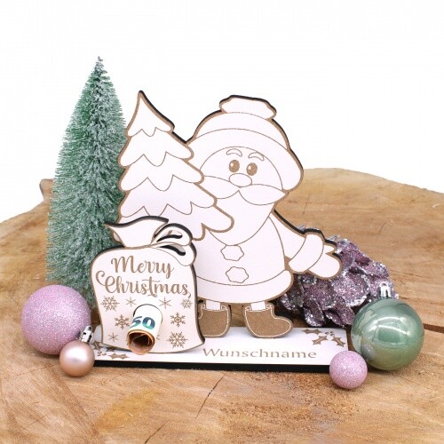 Regalo in denaro Babbo Natale con scritta Merry Christmas - incl. nome - insegna per - Foto 4 di 5