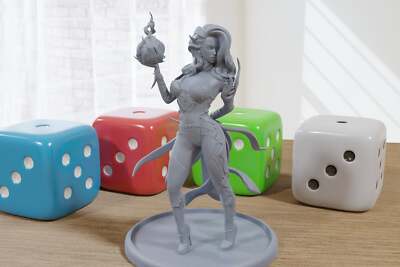 Dark Elf Wizard Sexy Pinup 3D Printed Minifigures for Fantasy Miniature Tabletop