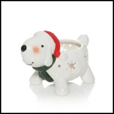 YANKEE SNOW DOG TEALIGHT SNOW FAMILY CERAMIC CANDLE HOLDER RARE HTF NIB